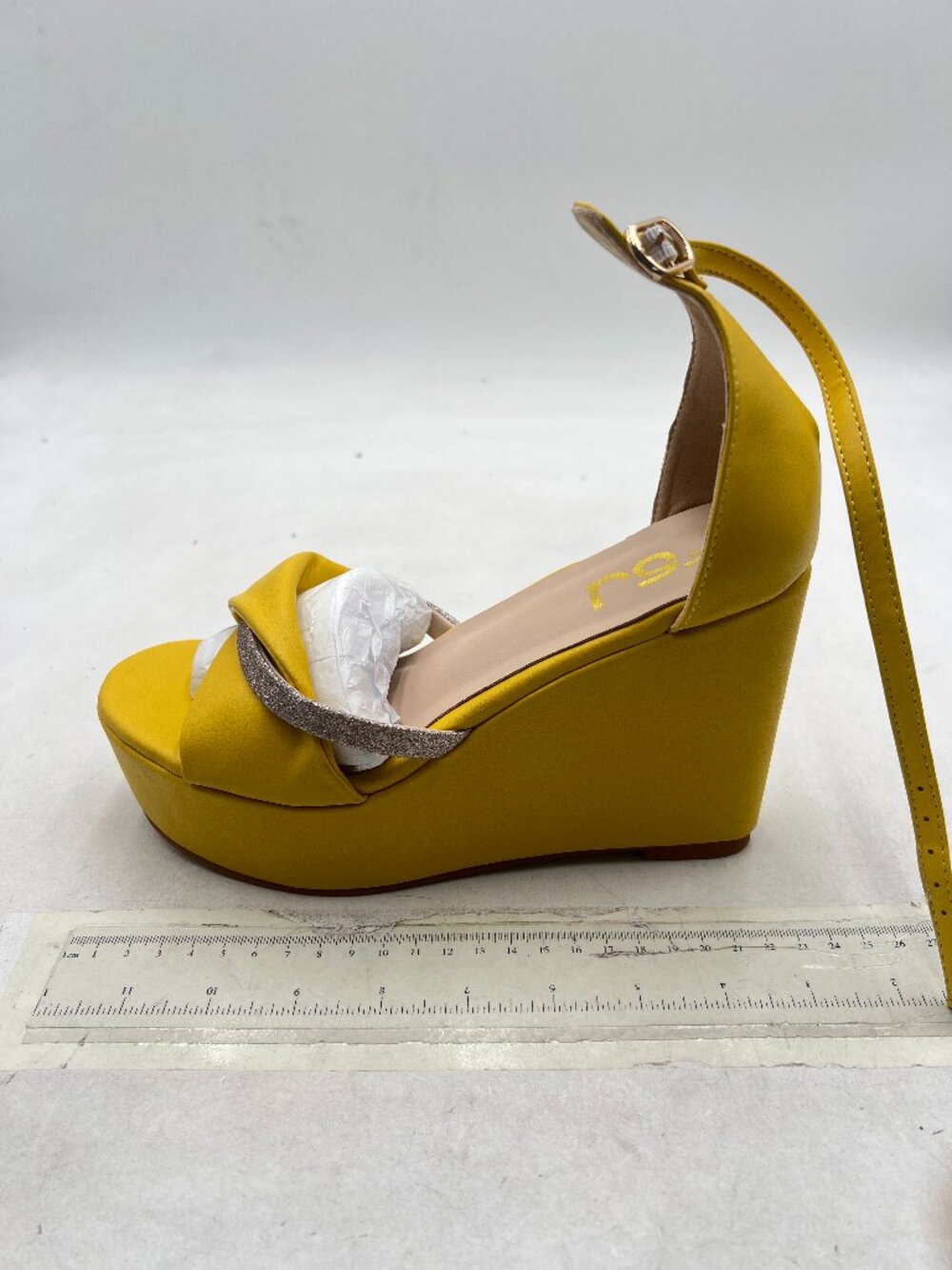 FSJ Yellow Wedge Heel Ankle Strap Platform Dress Sandals